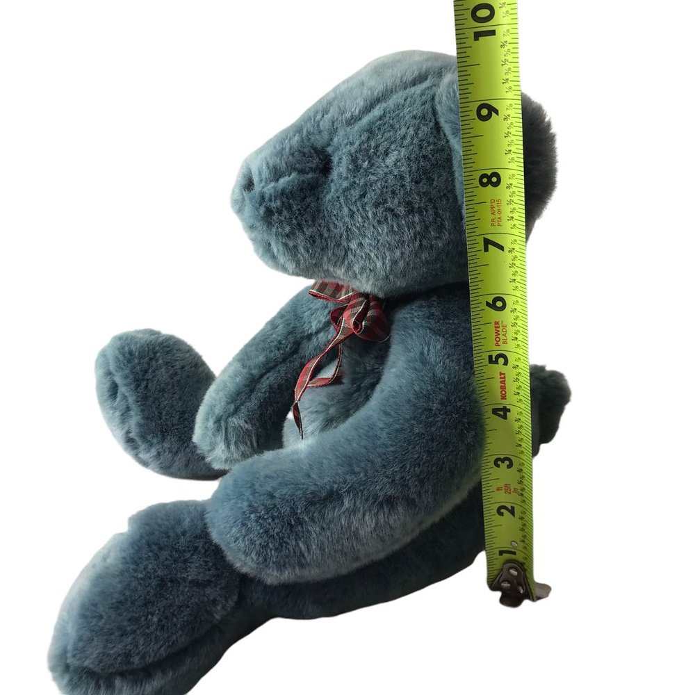 Like new Russ Blue Teddy Bear with Plaid Bow - Picture 8 of 8
